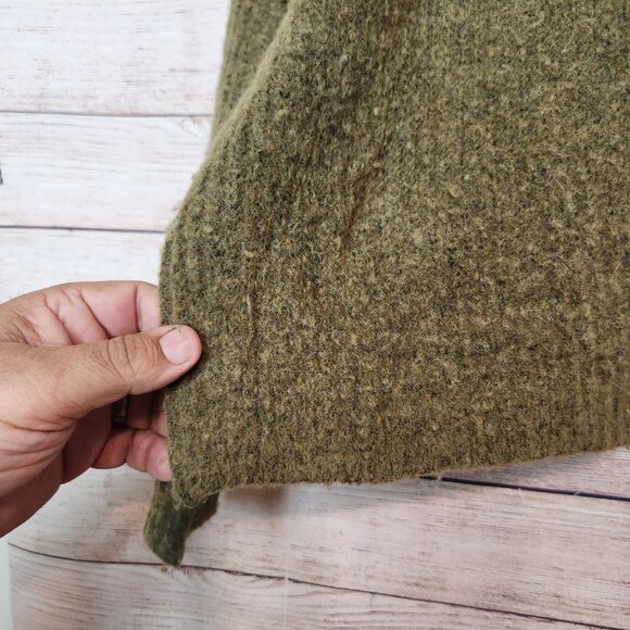 Madewell Sweater Women's M Hunter Green Wool Camel Hair Blend Crewneck Pullover - Picture 4 of 13